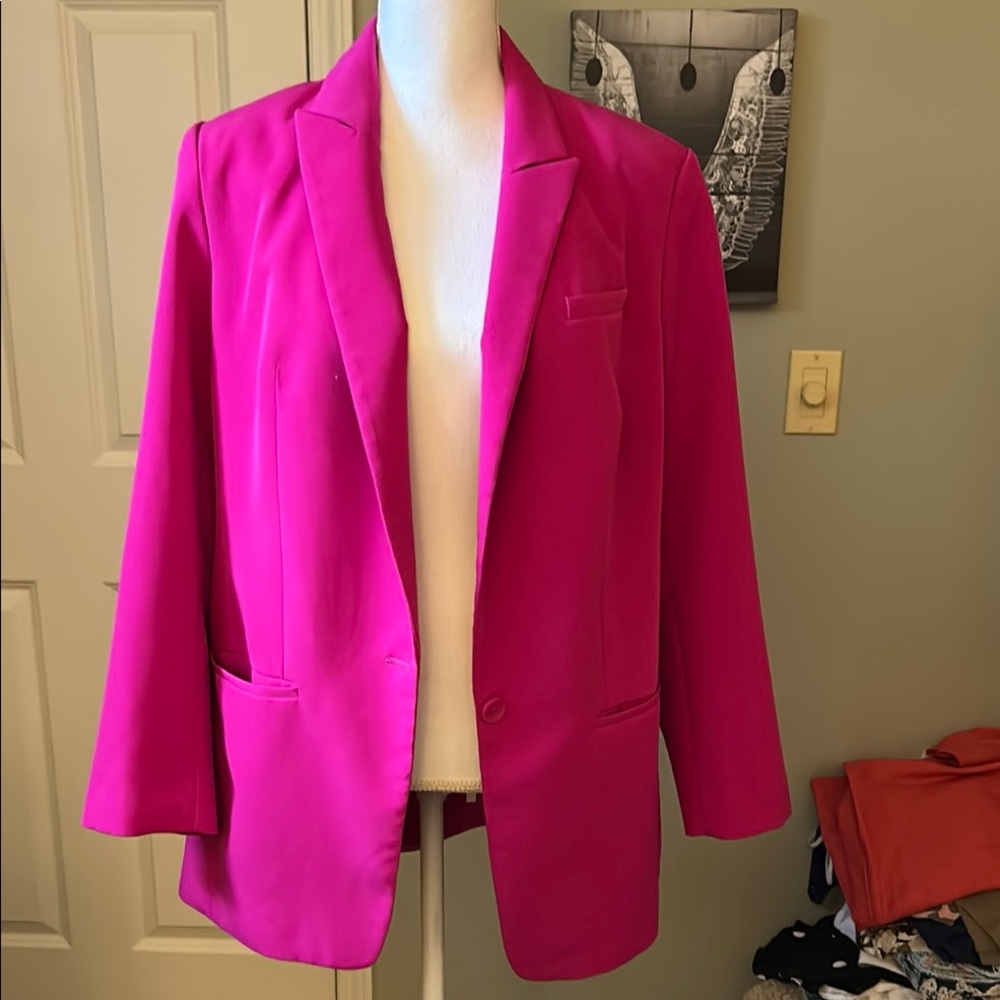 Express Pink Blazer Classic Lapel Relaxed Fit